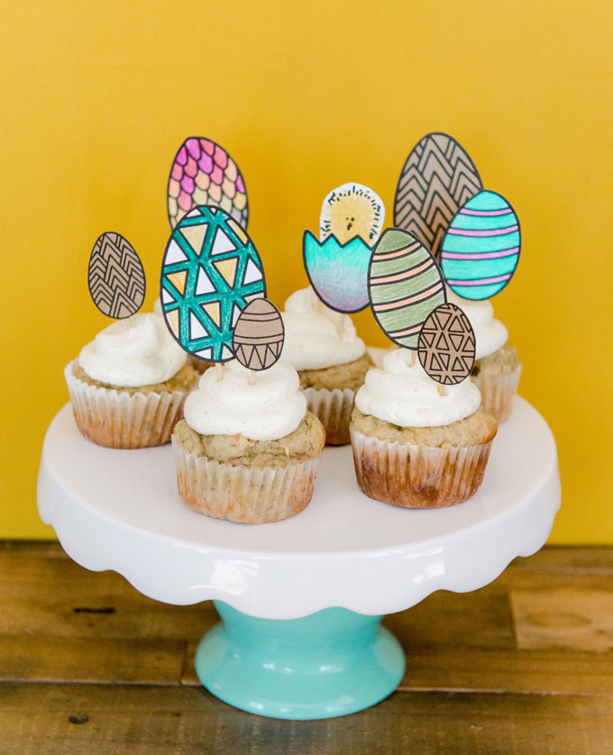 color-your-own Easter egg cupcake toppers!