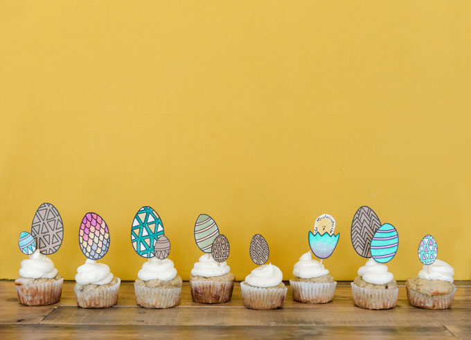 Easter egg cupcake toppers, DIY cupcake toppers Easter, Easter DIY for kids, Family friendly Easter DIy, oh yay studio, DIY cupcake toppers
