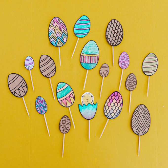 Easter egg cupcake toppers, DIY cupcake toppers Easter, Easter DIY for kids, Family friendly Easter DIy, oh yay studio, DIY cupcake toppers