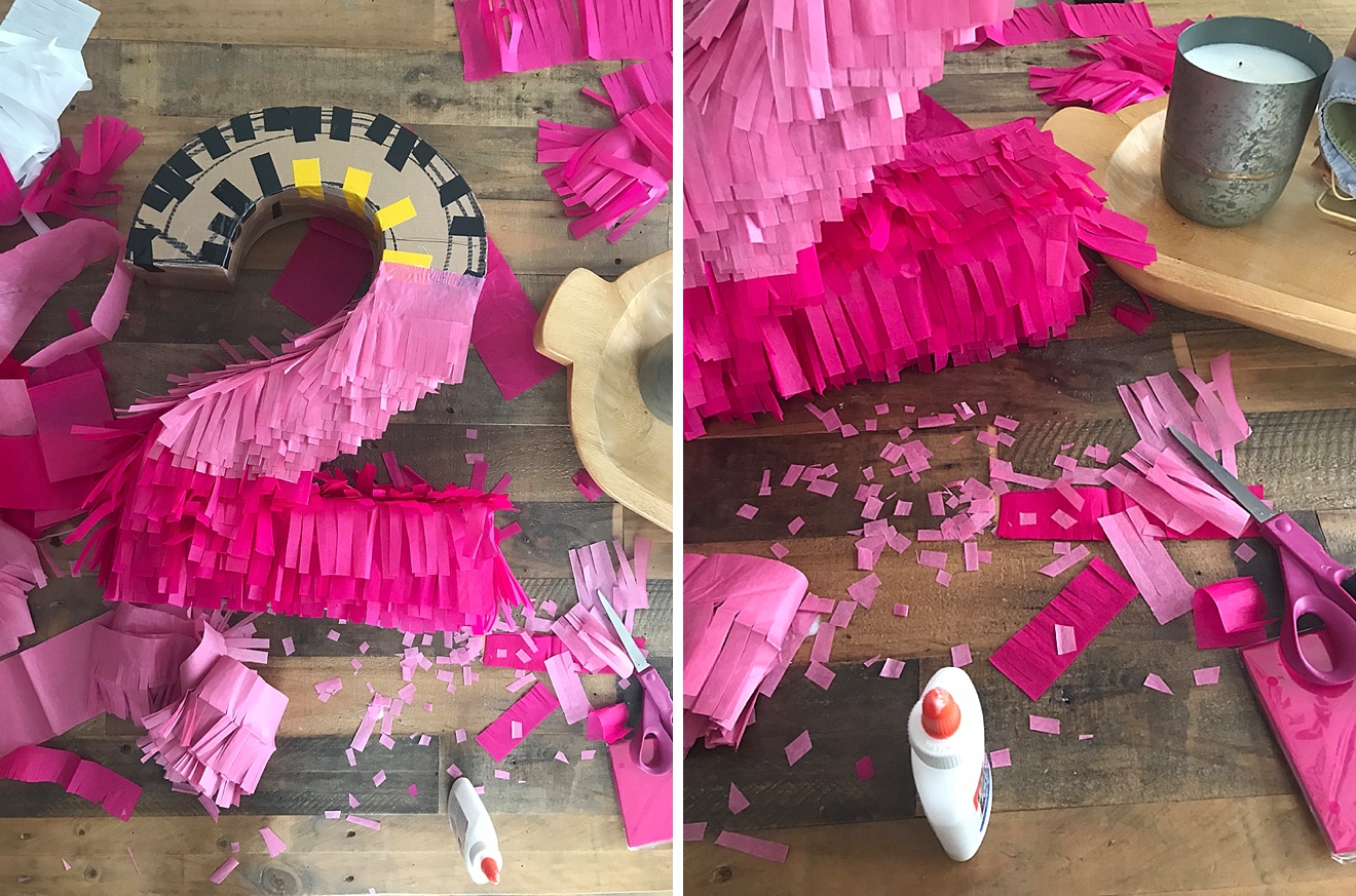 Homemade piñata, ombre pinta, number piñata, two year old piñata, toddler gift, toddler birthday ideas, two birthday pinata, how to make a piñata