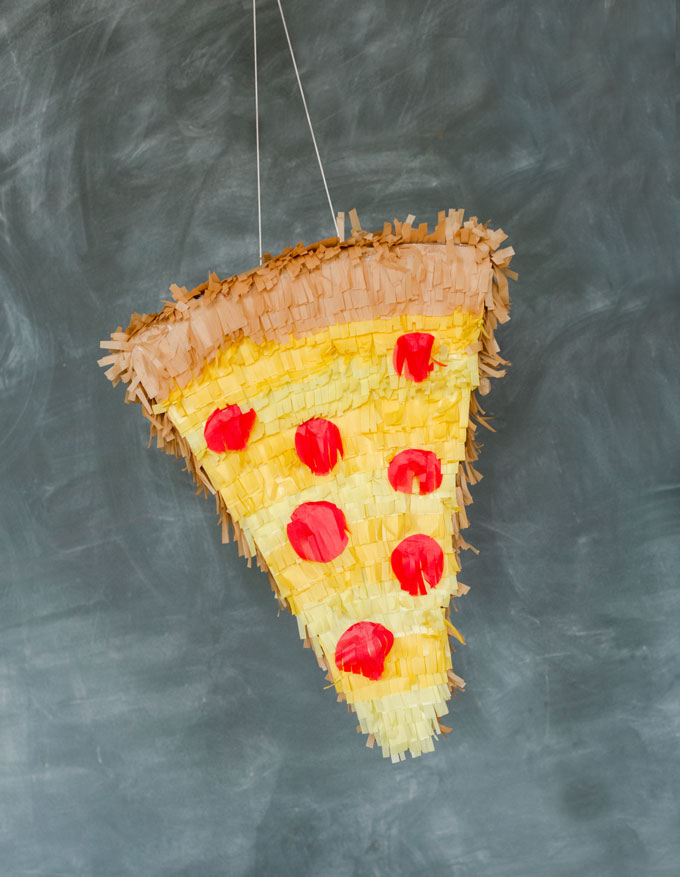 how to make a pizza pinta, pizza pinata, how to make a pinata, pizza birthday party, pizza decor, tissue paper pizza, pizza birthday party, toddler birthday ideas