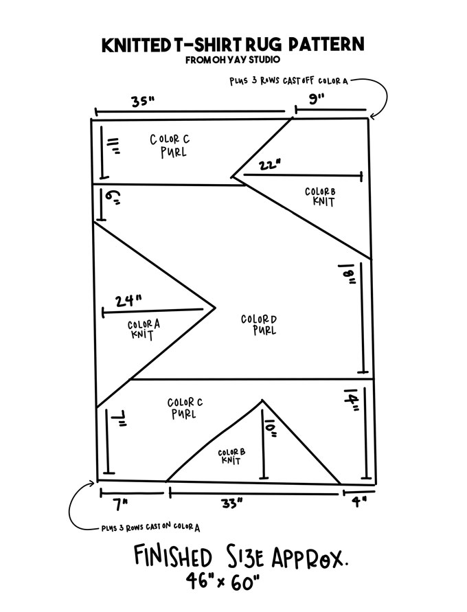 How to knit a t-shirt rug + my solution for our front entryway