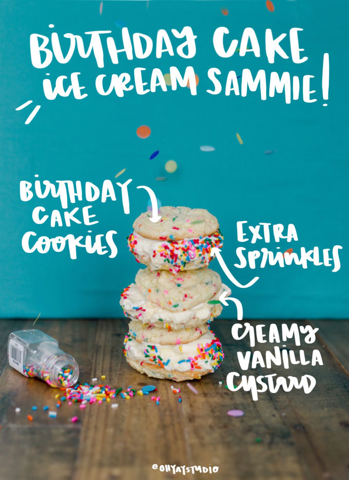 birthday cake ice cream recipe, ice cream sandwich ideas, ice cream sandwich recipe, ice cream sandwich dessert, summer dessert easy, summer dessert ideas, ice cream sandwich dessert