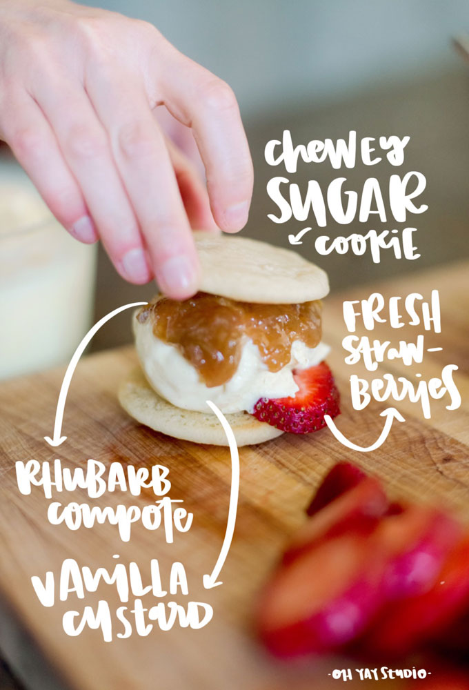 Week two :: Strawberry Rhubarb ice cream sandwhich (aka, the perfect early summer ice cream bite)