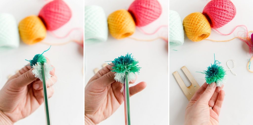 how to make poms, how to make easter egg poms, easter egg poms, easter egg brunch stir sticks, brunch decor, easy easter brunch decor, easter brunch ideas