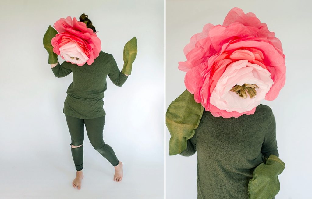 peony halloween costume, DIY peony costume, DIY peony paper flower, DIY peony flower, DIY paper halloween costume, Easy DIY paper flower, Easy DIY paper peony