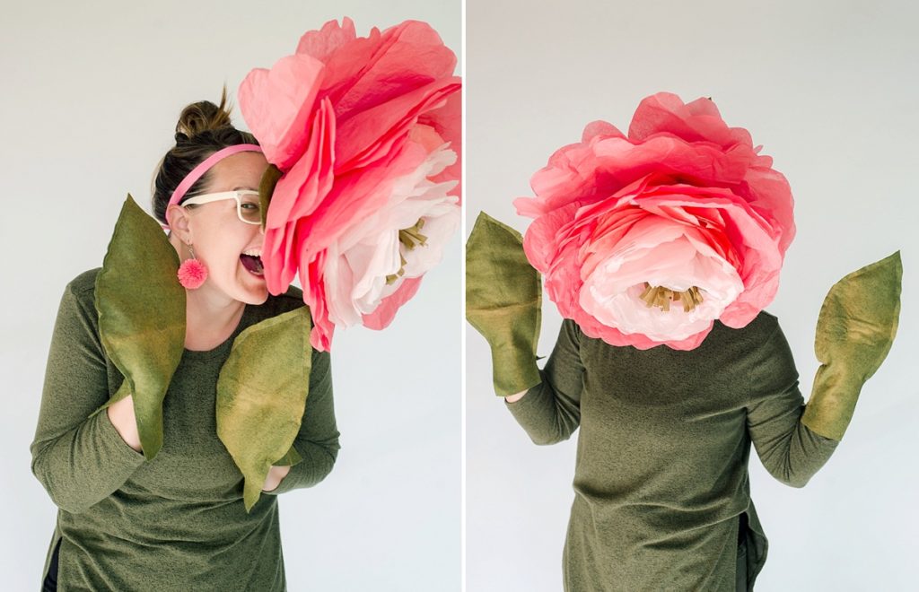 peony halloween costume, DIY peony costume, DIY peony paper flower, DIY peony flower, DIY paper halloween costume, Easy DIY paper flower, Easy DIY paper peony