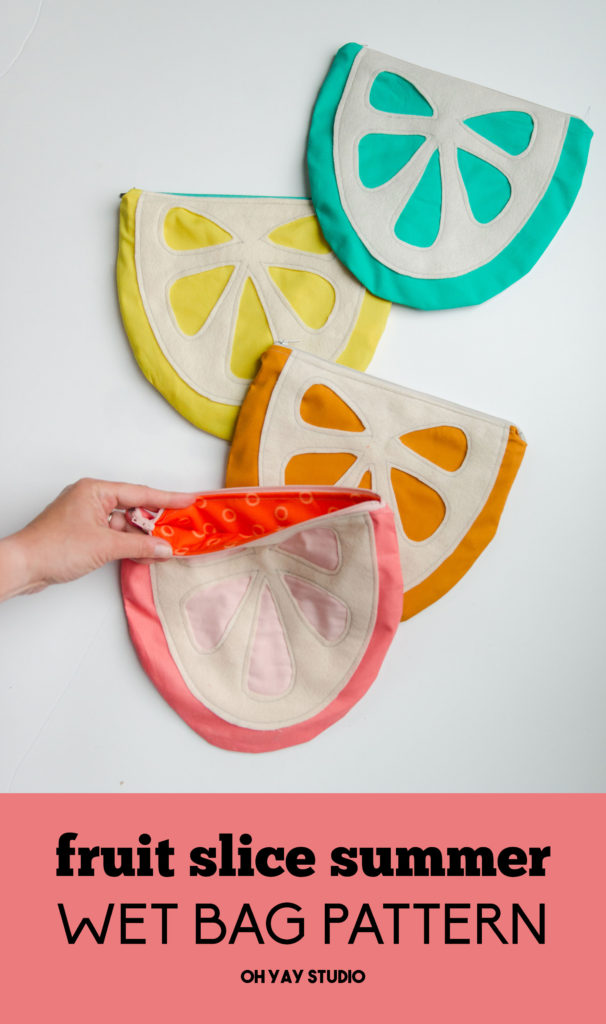 Fruit slice wet bag pattern, watermelon pouch pattern, janome memory maker sewing machine, fruit pouch swimsuit bag, swimsuit wet bag pattern, free wet bag sewing pattern