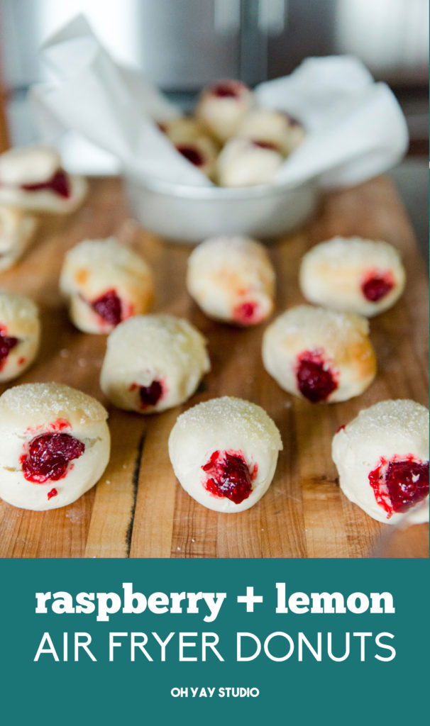 air fryer yeast donuts, raspberry filled donuts, how to make homemade air fryer yeast donuts, yeast donut recipe