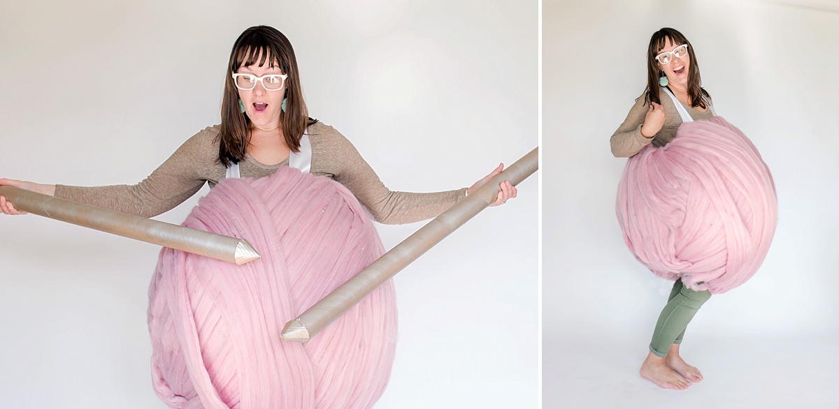 DIY Yarn ball costume, DIY Halloween costumes, DIY halloween, handmade halloween costume, how to make a yarn ball costume