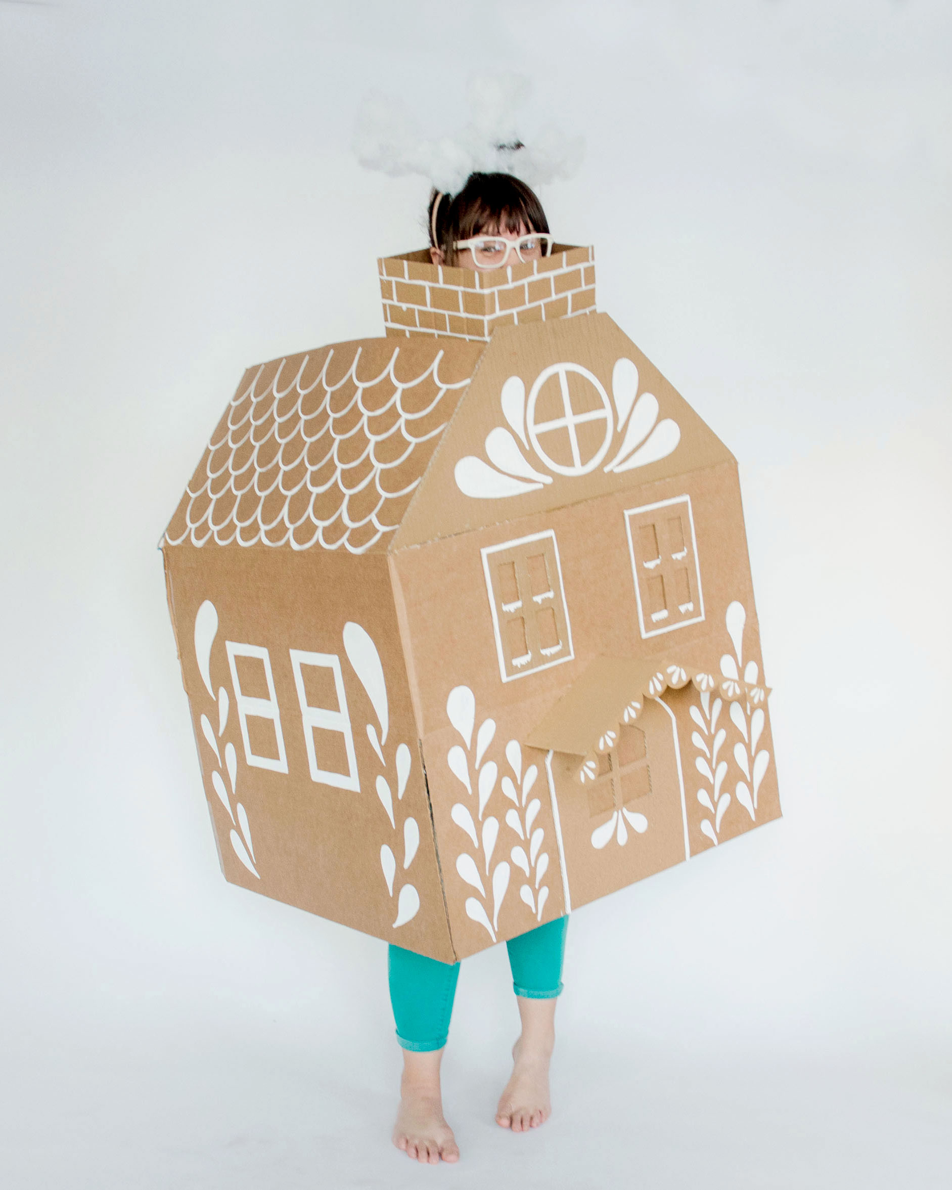 A DIY Gingerbread house costume