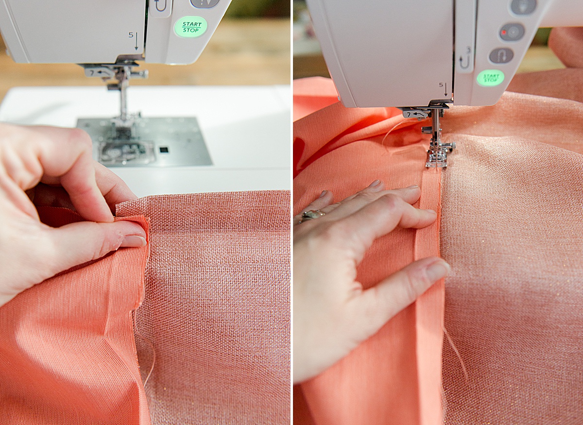 how to lengthen curtains, interlocking stitch curtains, how to lengthen store bought curtains, how to sew curtains, janome sewing machine
