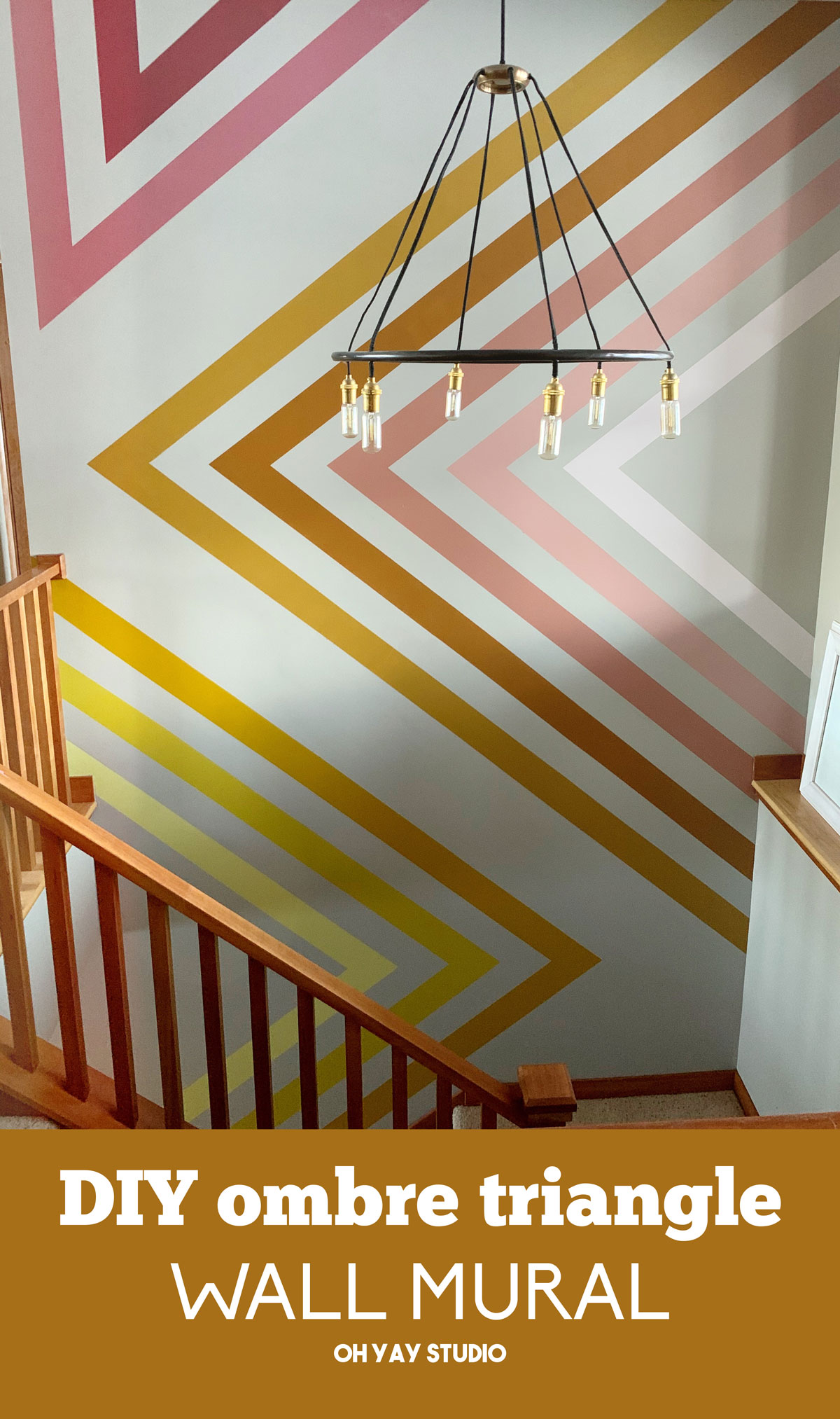 how to do a wall mural, stairway wall mural, stairway DIY painting, DIY painting, painting project, oh yay painting