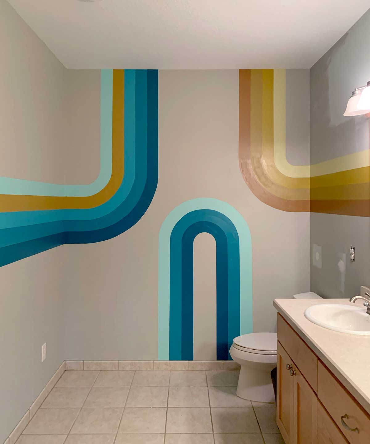 Our curvy bathroom mural + using all the paint during social isolation!