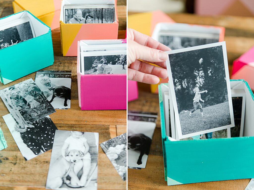 how to make a photo storage box, colorful photo storage box idea, how to make a photo storage box