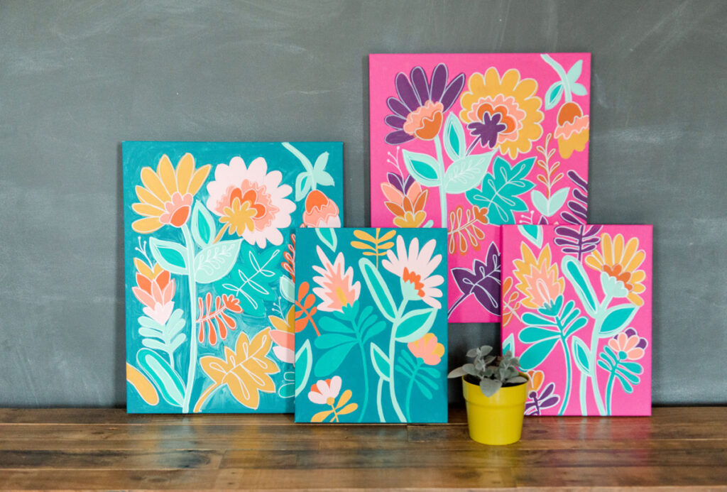 DIY floral paint by number, floral paint by number, at home paint by number, free paint by number, DIY paint by number