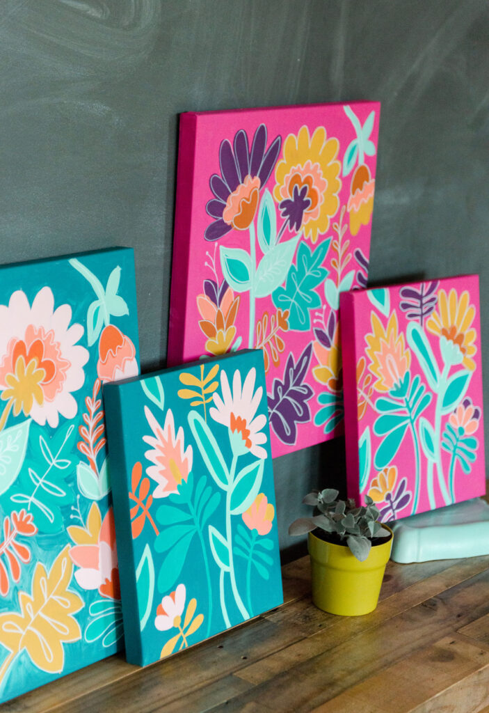 DIY floral paint by number, floral paint by number, at home paint by number, free paint by number, DIY paint by number
