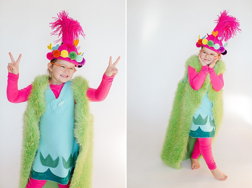 How to make trolls costumes, trolls costumes, trolls world tour costumes, poppy costume, queen barb costume, tiny diamond costume DIY, Biggie Mr Dinkles costume