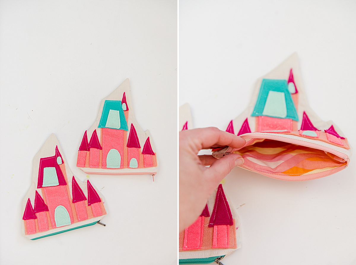 princess castle zipper pouch, disney princess castle pouch, disney princess zipper pouch, oh yay studio sewing pattern