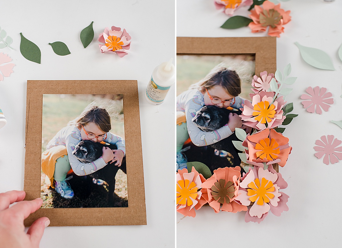 how to make paper flowers, paper flower SVG file, paper flower frame, recycled paper flower frame DIY, paper DIY frame, paper flowers, Aleenes memory glue, Aleenes glue