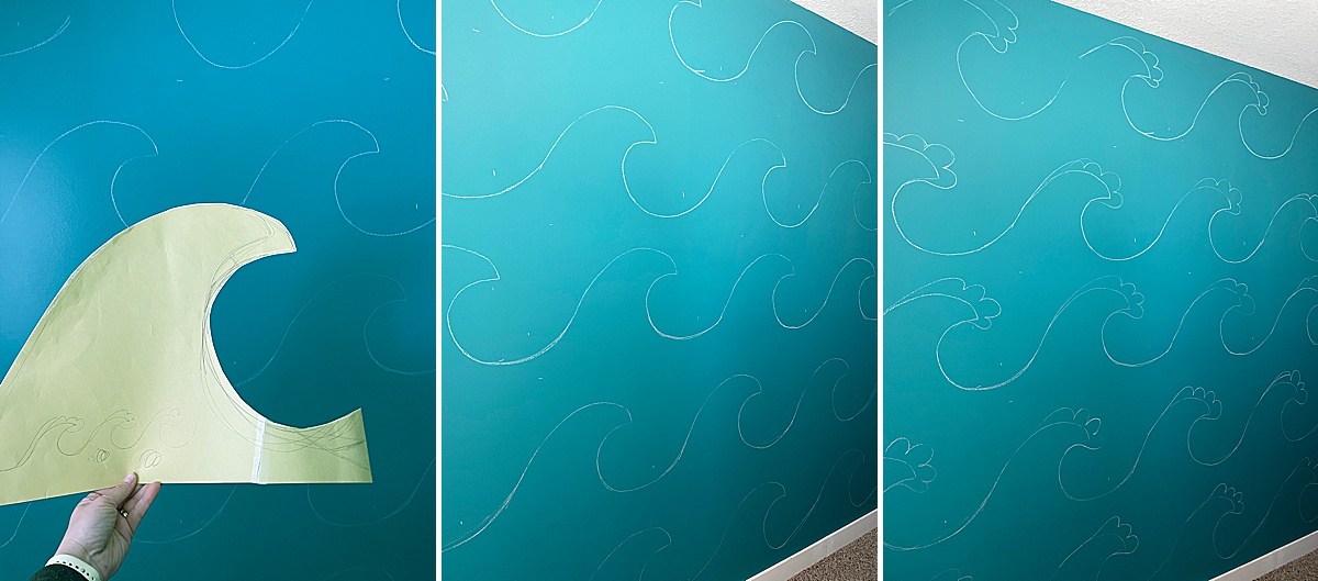 Wave mural DIY, how to paint a beachy mural, how to paint a wave mural, beach mural DIY, how to paint a mural