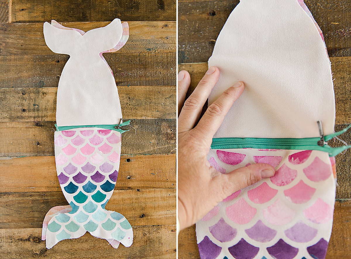 Mermaid zipper pouch, Mermaid pouch DIY, Mermaid cricut project, Mermaid sewing project, mermaid back to school bag, mermaid bag DIY 