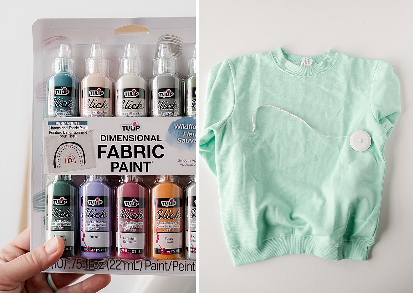 A quick fabric paint tutorial on a sweatshirt.