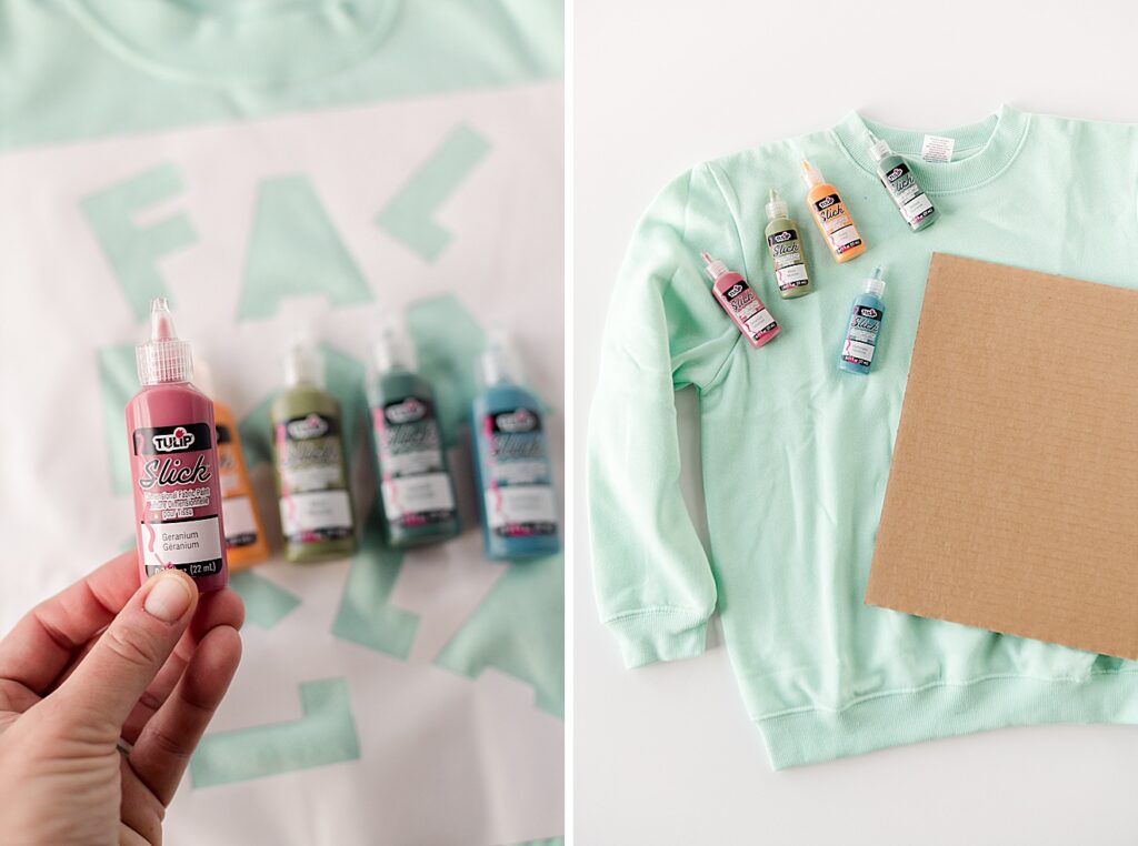 matching holiday sweatshirt tutorial, painted holiday sweatshirts, fabric paint shirts, matching family shirt idea, matching family shirt DIY