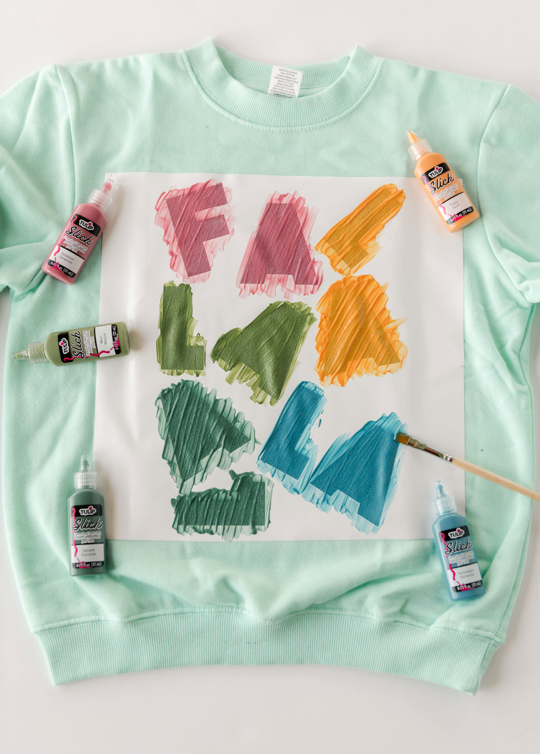 A quick fabric paint tutorial on a sweatshirt.