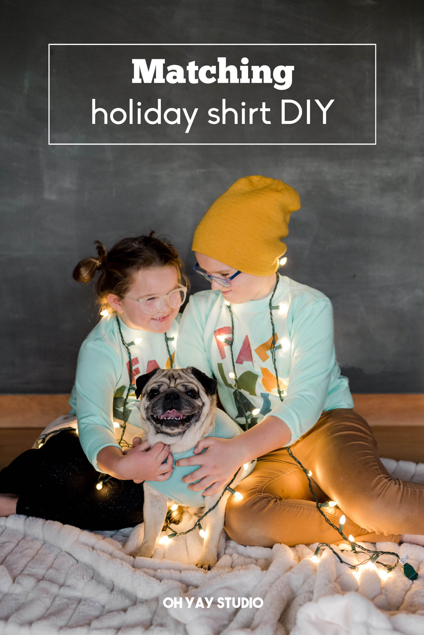 matching holiday sweatshirt tutorial, painted holiday sweatshirts, fabric paint shirts, matching family shirt idea, matching family shirt DIY