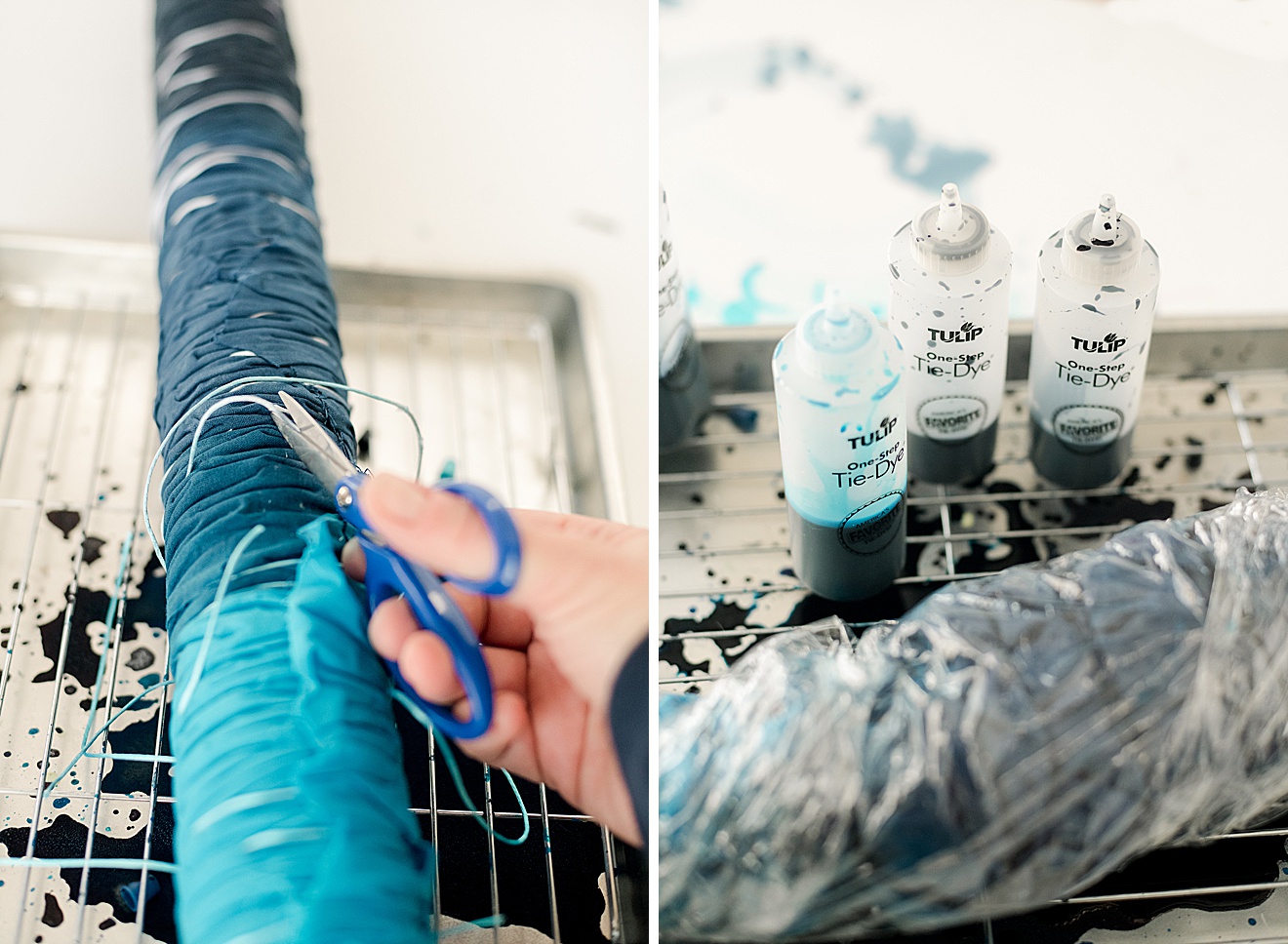 Shibori inspired footstool recovering, how to recover a footstool, shibori inspired tie dye DIY, Shibori inspired dye, how to shibori dye a footstool
