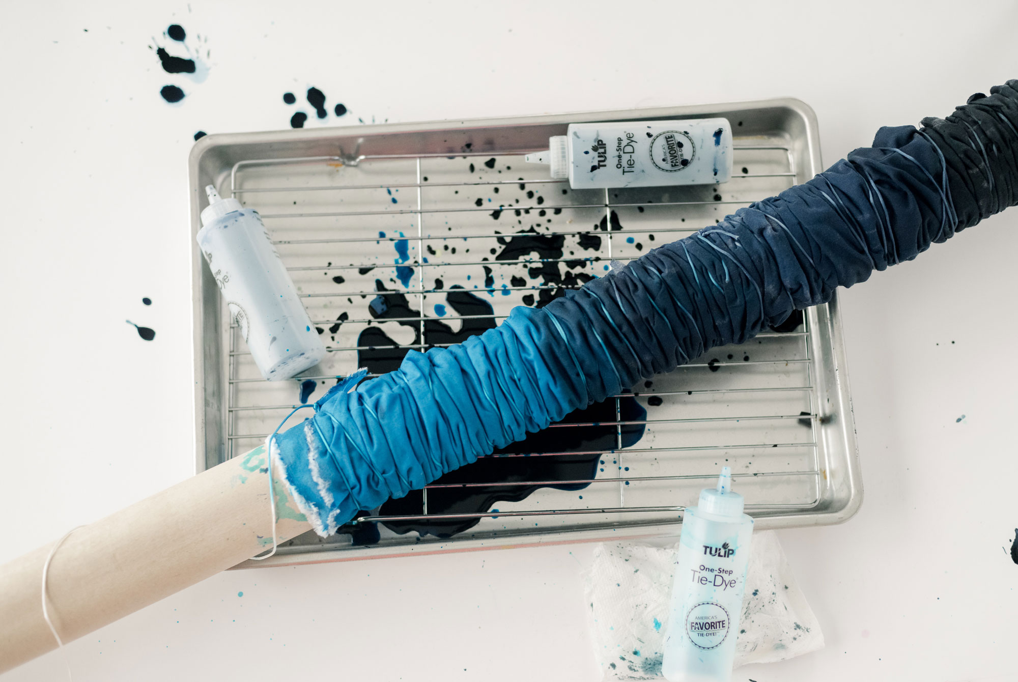 Shibori inspired footstool recovering, how to recover a footstool, shibori inspired tie dye DIY, Shibori inspired dye, how to shibori dye a footstool