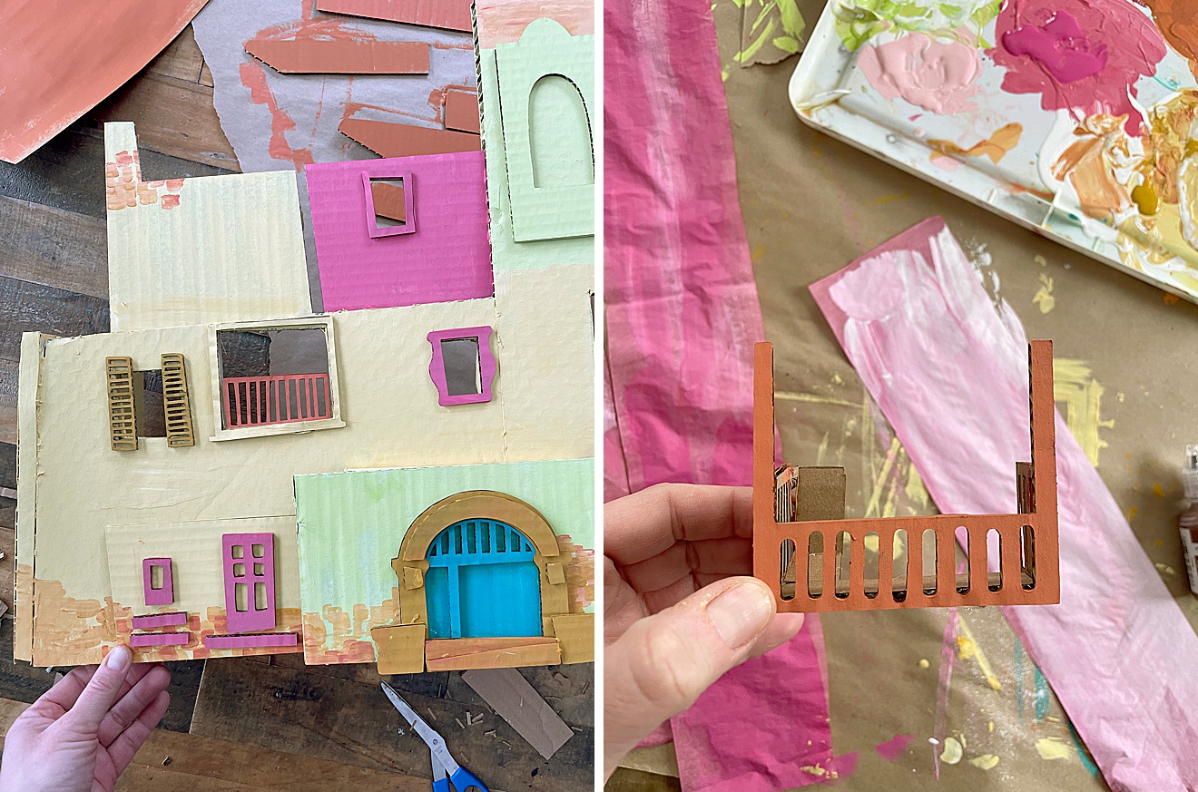 Encanto casita, cardboard Casita, cardboard structure, cardboard sculpture, how to make an Encanto Casita, Disney Encanto DIY