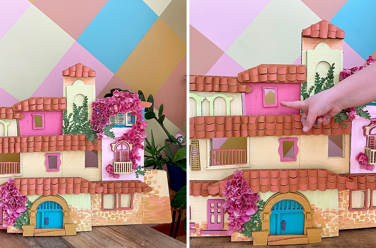 Encanto casita, cardboard Casita, cardboard structure, cardboard sculpture, how to make an Encanto Casita, Disney Encanto DIY