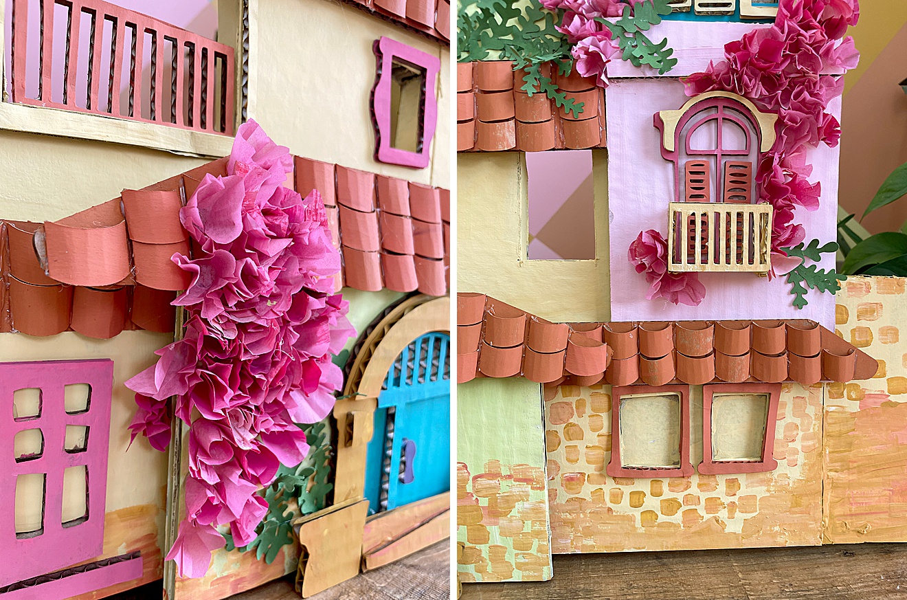 Encanto casita, cardboard Casita, cardboard structure, cardboard sculpture, how to make an Encanto Casita, Disney Encanto DIY