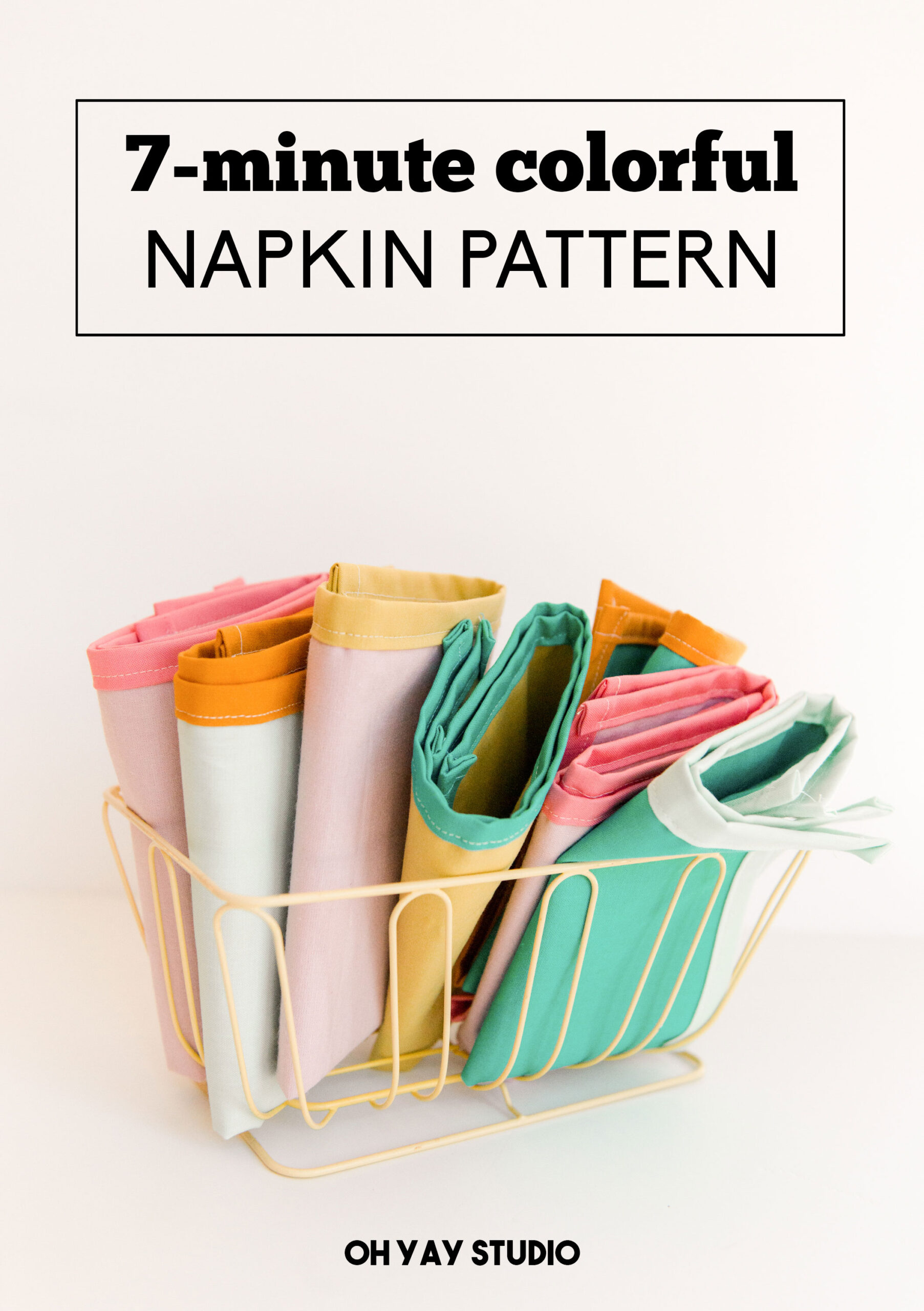 Colorful napkin sewing pattern, easy napkin sewing pattern, basic sewing pattern for a napkin, simple napkin sewing pattern, colorful cloth napkin pattern, colorful fabric napkin pattern