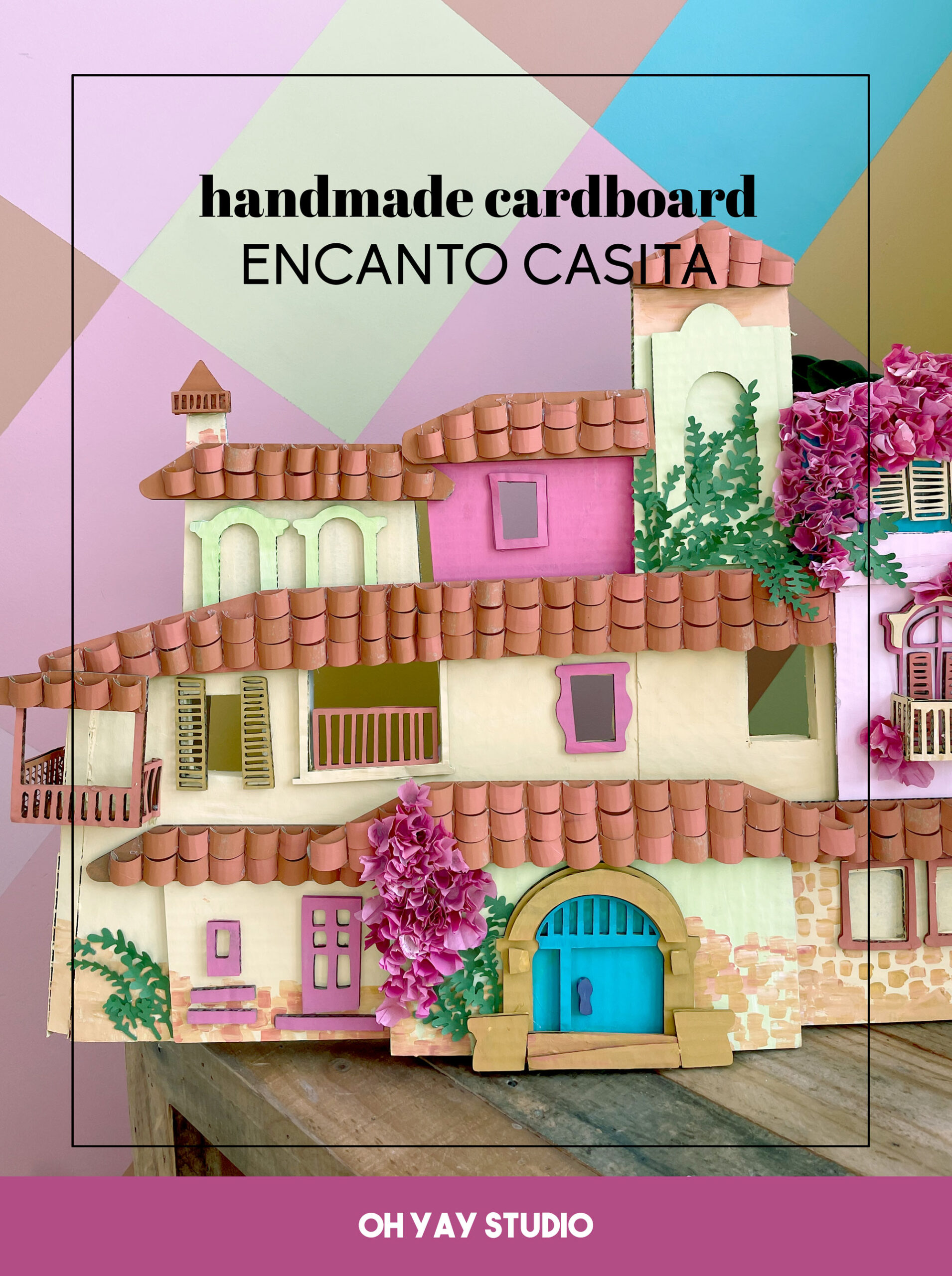 Encanto casita, cardboard Casita, cardboard structure, cardboard sculpture, how to make an Encanto Casita, Disney Encanto DIY