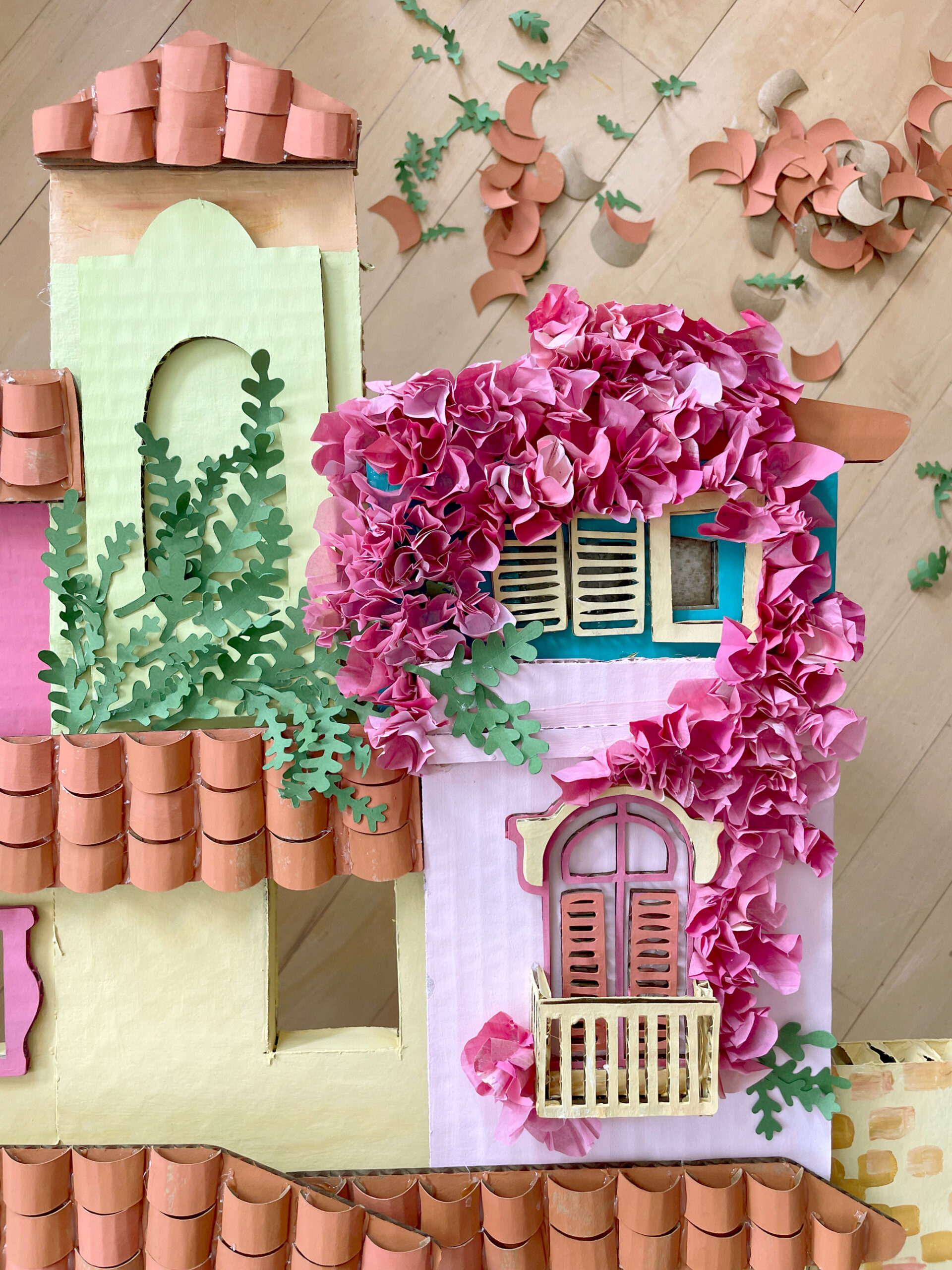 Encanto casita, cardboard Casita, cardboard structure, cardboard sculpture, how to make an Encanto Casita, Disney Encanto DIY