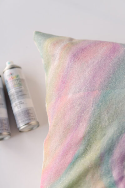 holographic pillow painting, glitter pillow painting, how to paint a pillow, fabric paint, fabric pillow painting