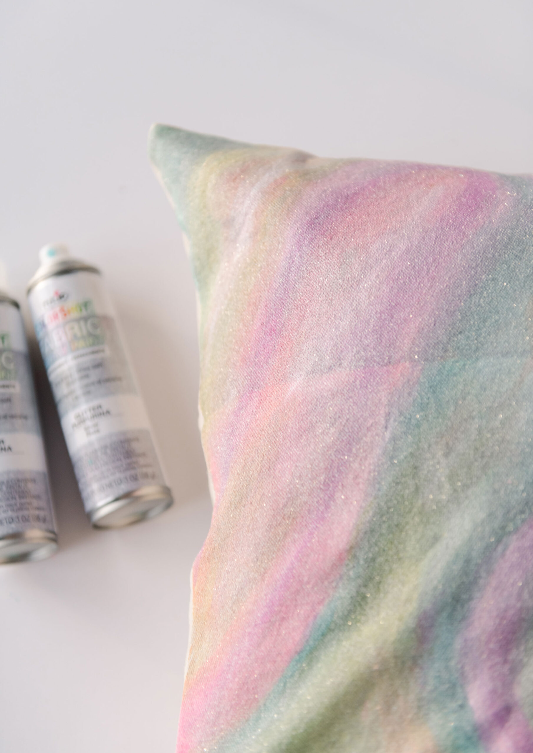 Holographic inspired painted pillow DIY