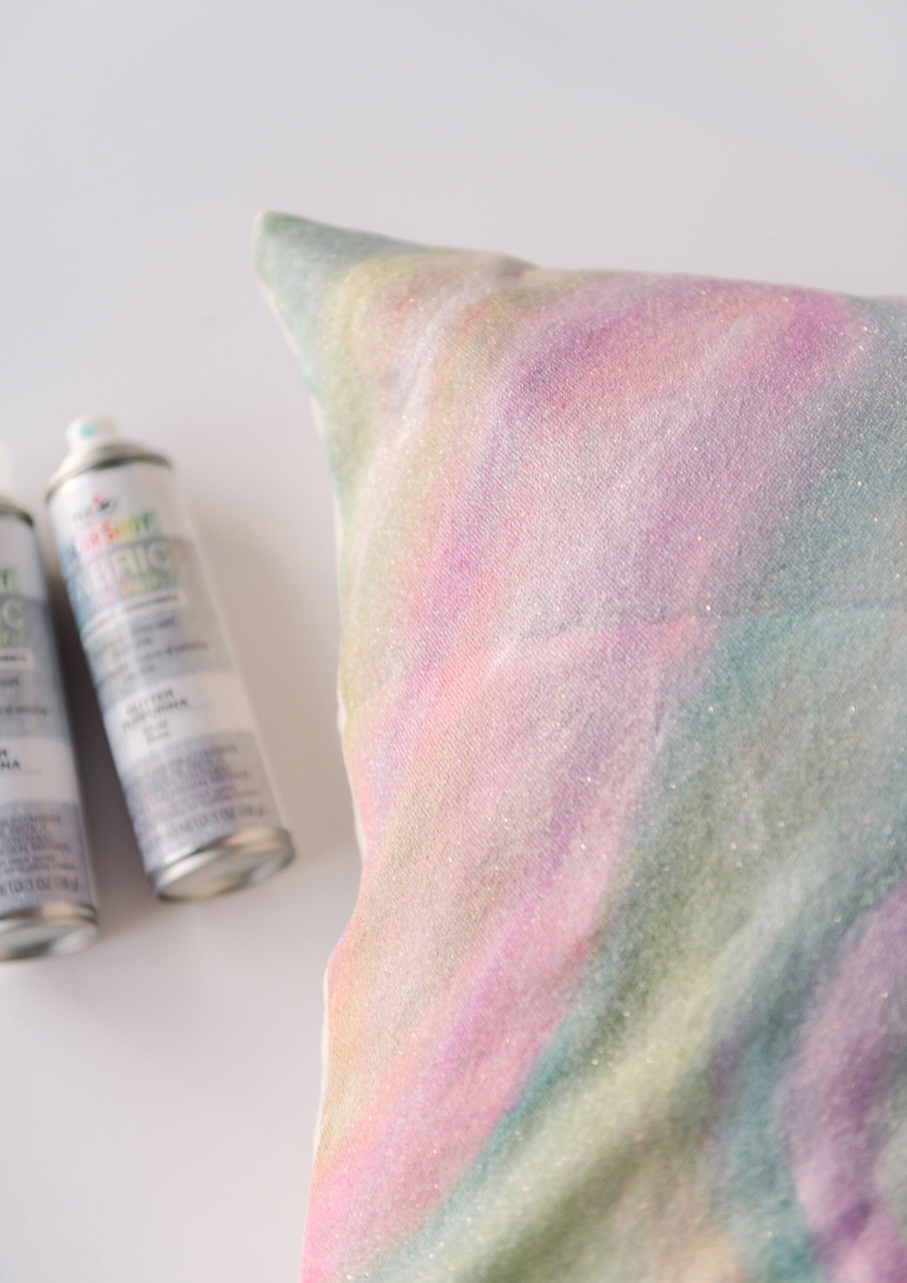 holographic pillow painting, glitter pillow painting, how to paint a pillow, fabric paint, fabric pillow painting