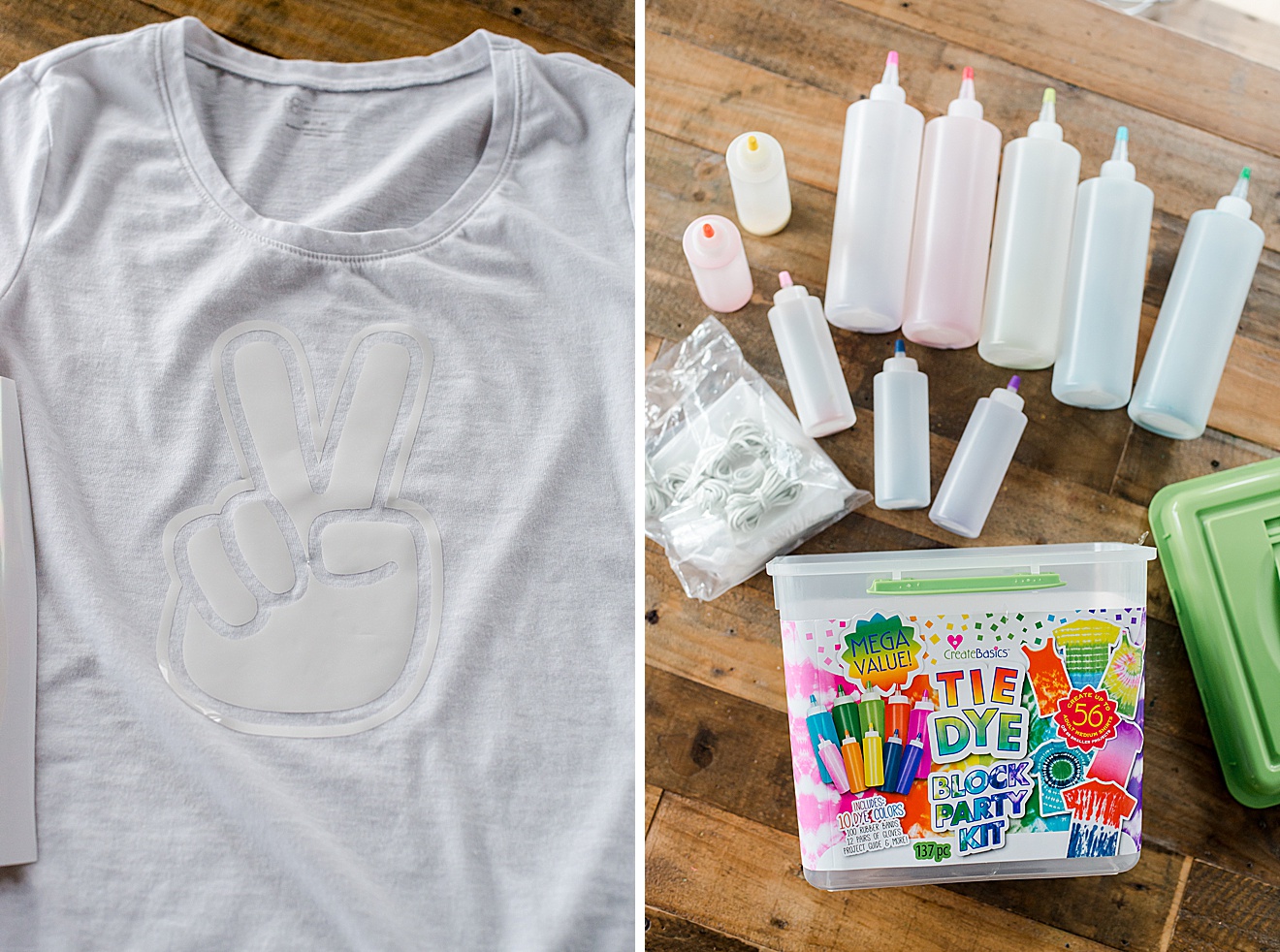 How to make resist on tie dye, tie dye DIY, How to tie dye, peace sign tie dye