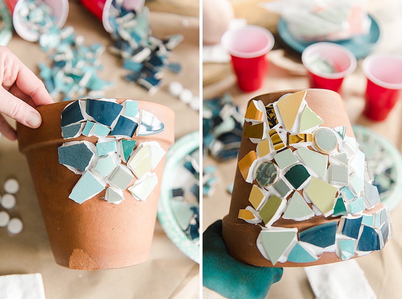 how to do a ceramic mosaic pot, Mosaic pot DIY, ceramic mosaic pot, Earth day DIY ideas, how to make a mosaic, Easy mosaic, Beginner mosaic post DIY
