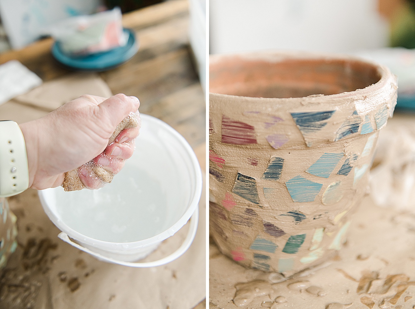 how to do a ceramic mosaic pot, Mosaic pot DIY, ceramic mosaic pot, Earth day DIY ideas, how to make a mosaic, Easy mosaic, Beginner mosaic post DIY