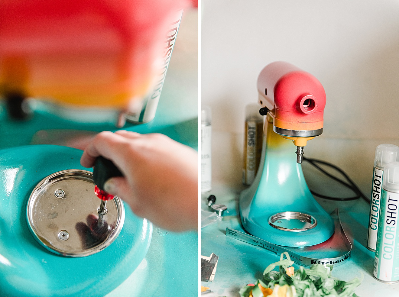 How to paint a stand up kitchenaid mixer, Kitchenaid painting, Painting a kitchenaid mixer, Paint a kitchenaid mixer, colorshot paint, colorshot spray paint