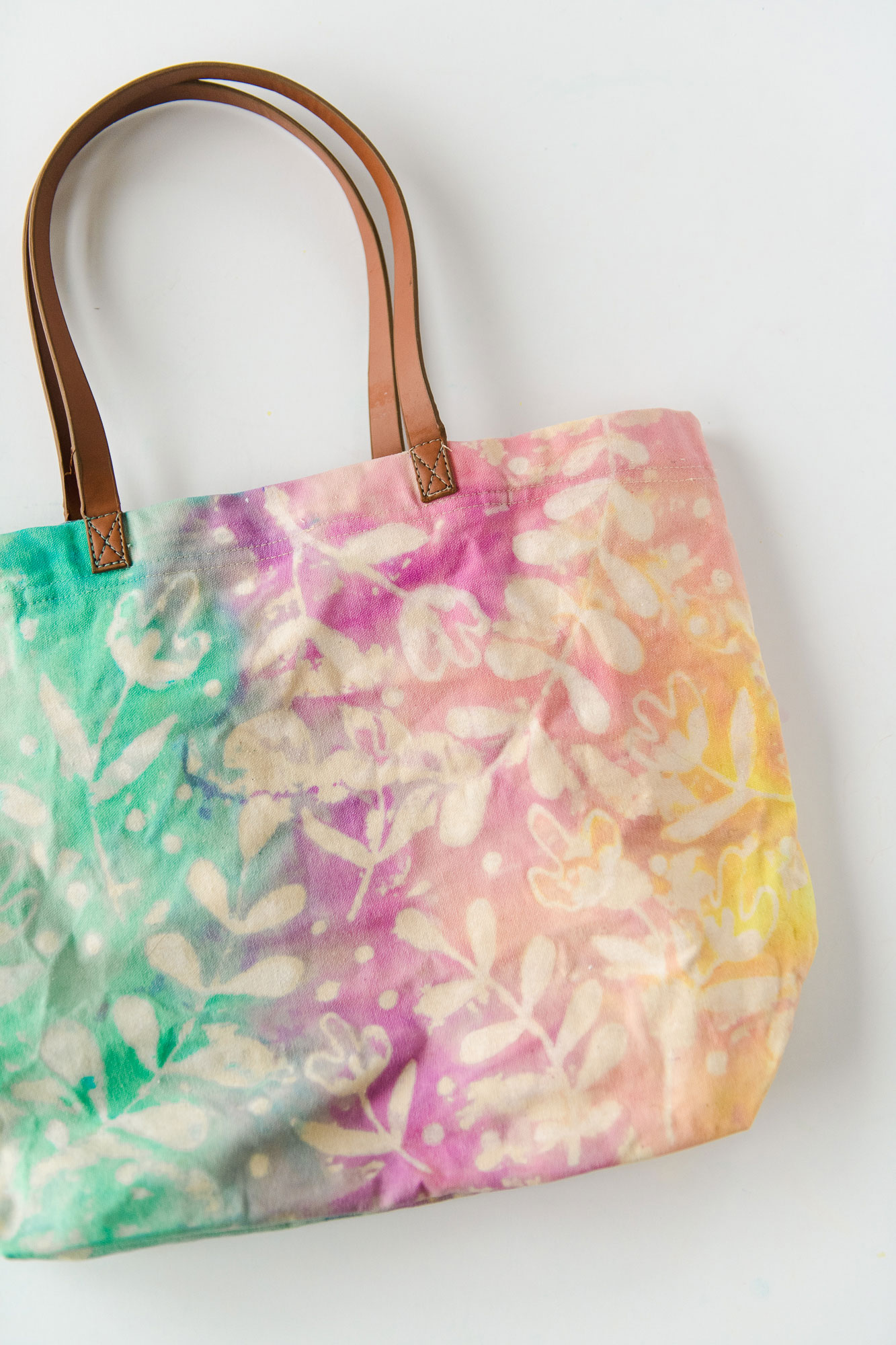 Colorful spring tie dye tote bag