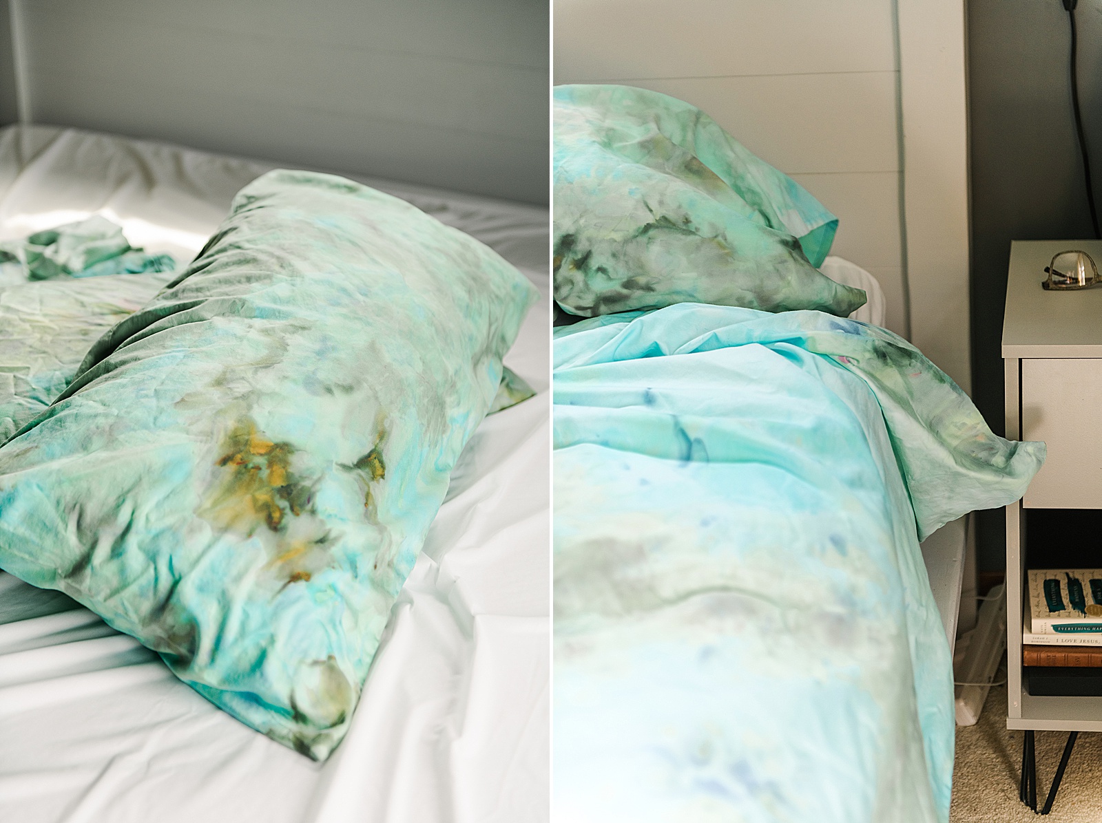 ice dye bedding, tie dye bedding, how to ice dye, ice dye DIY, how to ice dye Tulip, How to use Tulip dye, How to tie dye big items, oh yay studio tie dye 