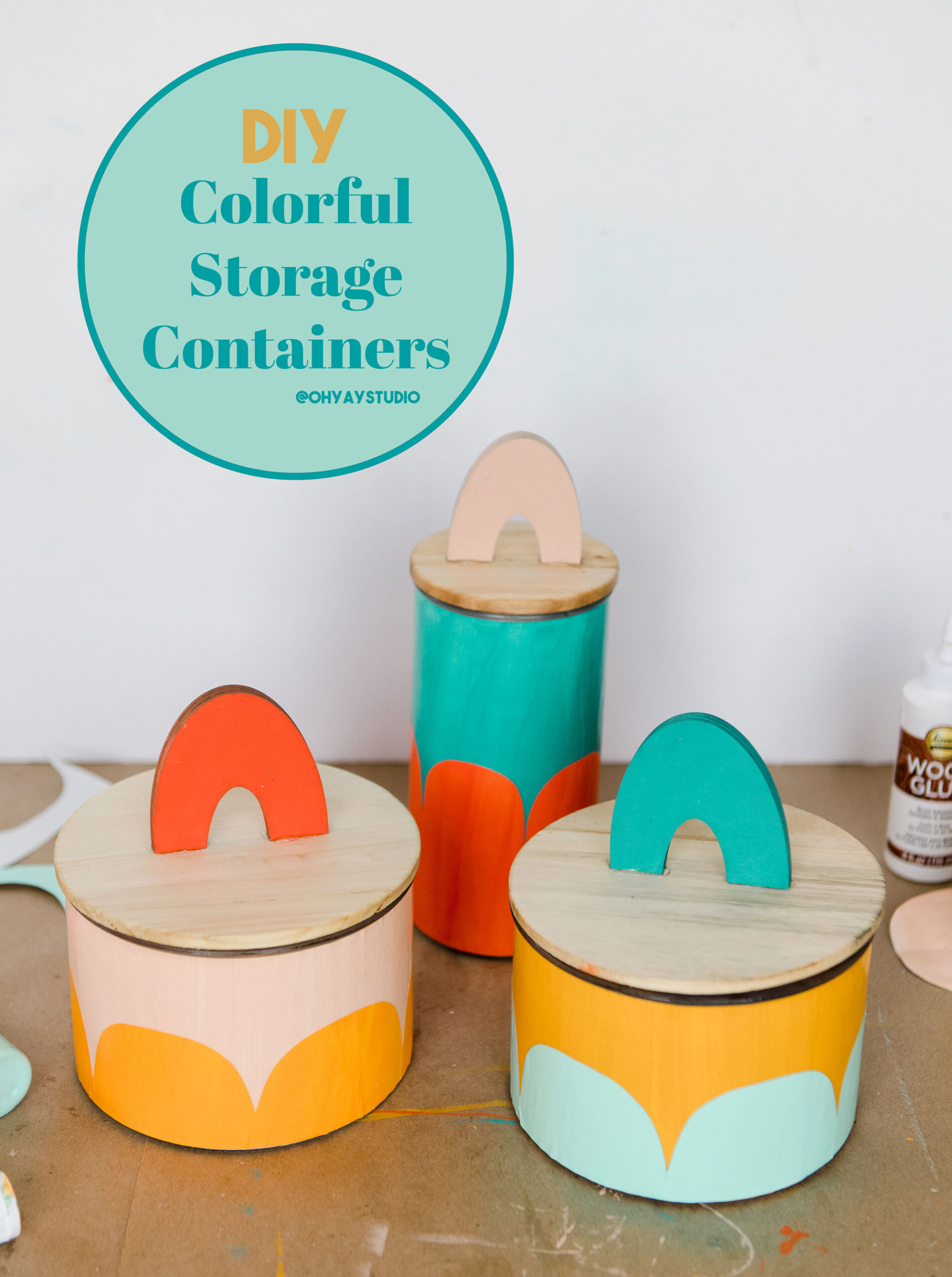 Colorful container, colorful kitchen container, colorful storage container diy, mod podge container, DIY mod podge container, DIY colorful container