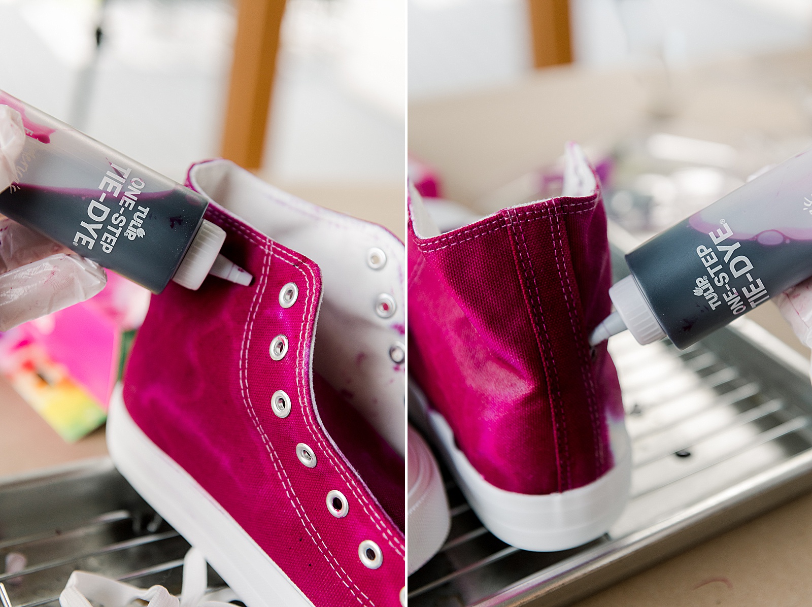 Easy Way to Upcycle: Dye Shoes in Magenta Color – Tulip Color Crafts