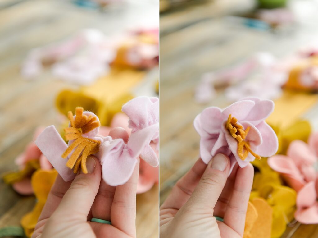 How to make felt flowers, making felt flowers look realistic, sewn felt flowers, sewing felt flowers, easy felt flowers, sewn felt flowers, felt flower crown, felt flower garland